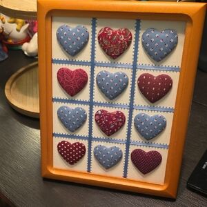 Quilted look, Heart Patterned framed art eith stand